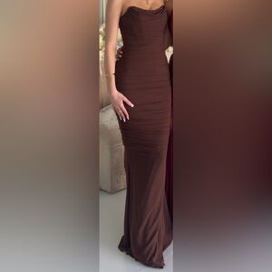 Elegant Brown Women's Corset Dress